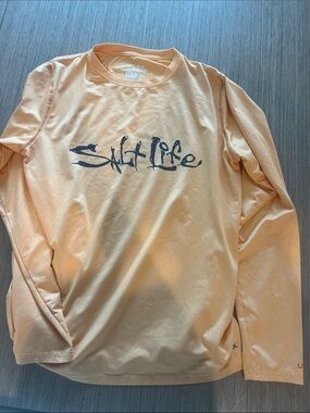 Salt Life boys Long Sleeve Performance Shirt - Peach/Black Logo